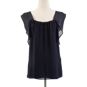 Excellent Armani Exchange Blue Silk Blouse Size S with Ruffles